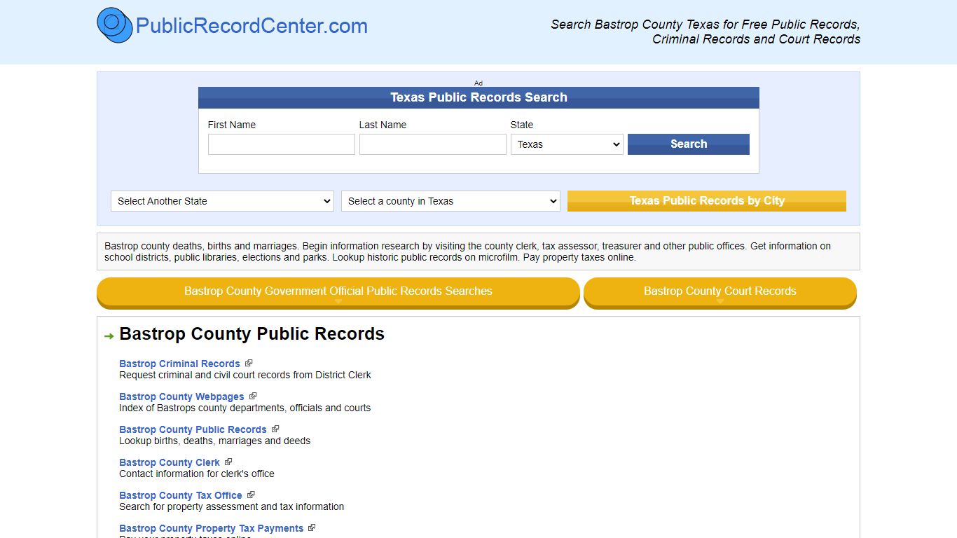 Bastrop County Texas Free Public Records - Court Records ...