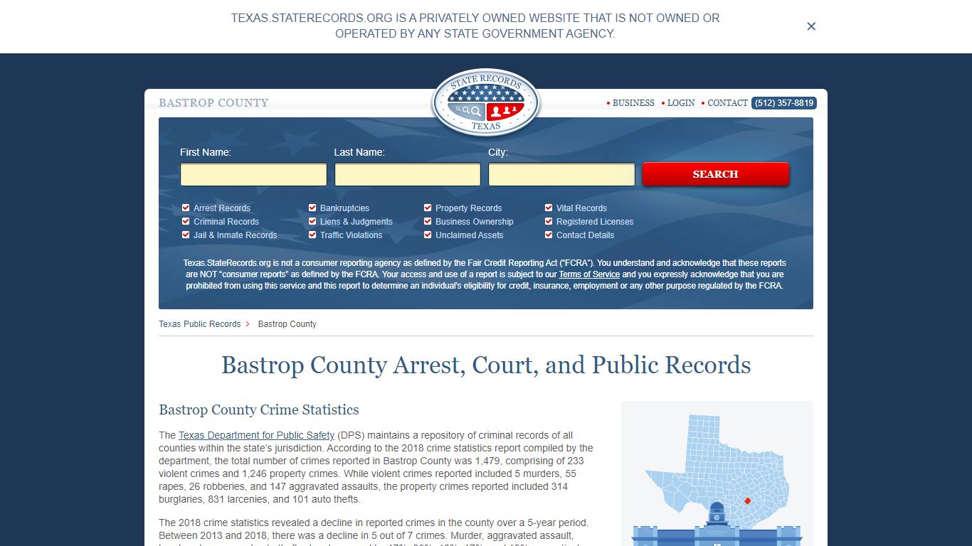 Bastrop County Arrest, Court, and Public Records